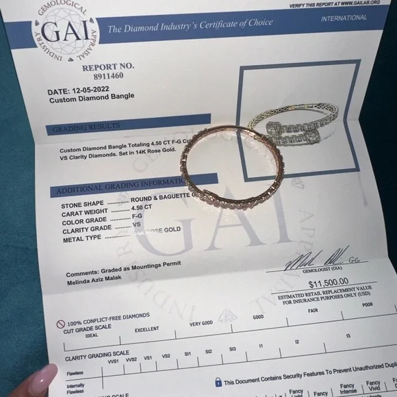 Custom Diamond Bangle Totaling 4.50 CT F-G Color - Picture 3 of 5